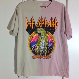 Def Leppard Split Tie Dye Hysteria Graphic Tee Classic Rock Metal 80’s